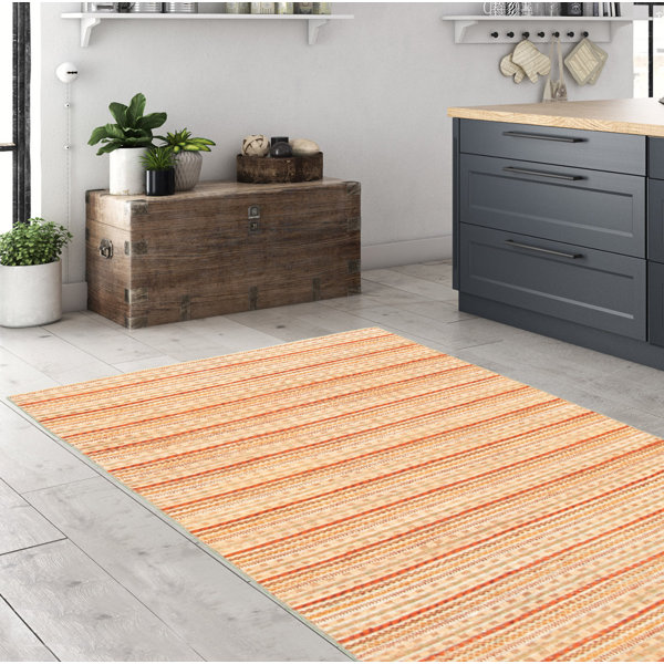 Foundry Select Handmade HandKnotted Wool Beige/Orange Rug Wayfair